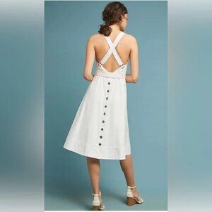 Maeve -Anthropologie Ivory Chino Apron Dress